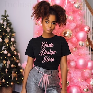 Bella Canvas 3001 Christmas Mockup Black Bella Canvas 3001 Mockup Bundle Bella Canvas Mockup Christmas Mockup Tshirts Black Woman Mockup Tee