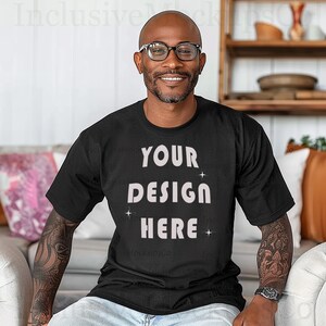 Comfort Colors 1717 Black Mockup Black Man Model Mockup Streetwear Mockup Black Comfort Colors C1717 Black Mockup Tshirt Mens Shirt Mockups