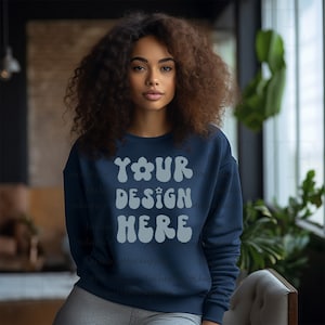 Navy Gildan 18000 Mockup Sweatshirt Mockup Gildan Navy Sweatshirt Mockup Model Mockup Bundle Navy Blue Digital SVG Mockup Tshirt Sweater Tee