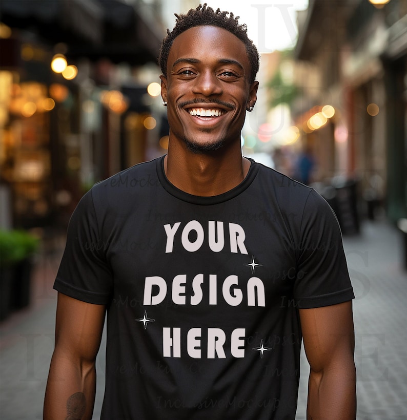 Black Model Mockup, Bella Canvas 3001 Mockup Black, Black Male Model, African American, Black Man Mock Up, Dreadlocks Mockup Bourbon Street image 1