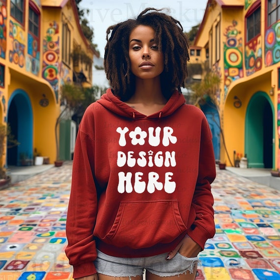 Red Gildan 18500 Mockup Bundle Hoodie Gildan 18500 Red Mockup Black Model Mockup Red G18500 Hoodie Mock up Black Girl Mockup Red Sweatshirt Etsy