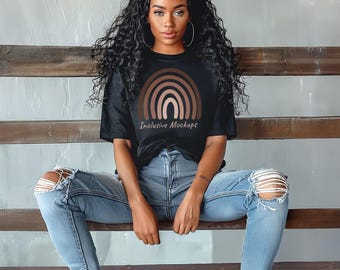 Black Comfort Colors 1717 Mockup Black Model Mockup Black Comfort Colors Mockup Black T-Shirt Mockup 1717 Mockup Comfort Colors C1717 Boho