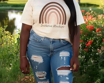Comfort Colors 1717 Ivory Mockup Plus Size Mockup Black Girl Mockup Woman Ivory Comfort Colors Mockup C1717 Ivory Tshirt Mockup Canva Mockup
