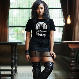 Goth Clothing Mockup Black Bella Canvas 3001 Mockup Black Model Goth Girl Goth Woman T-Shirt Gothic T-Shirt Edgy T Shirt Mockup Rock Mockup