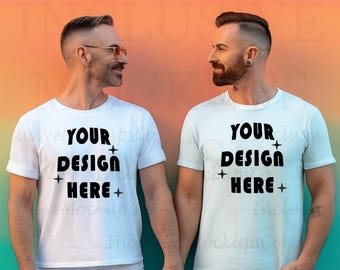 Gay Pride Mockup | White Bella Canvas 3001 Mock Up | LGBTQIA+ Mock | Pride Parade Shirt Mockup | Pride Month Mockup | LGBT | Gay Man Mockup
