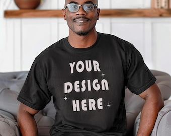 Black Dad Mockup Black Comfort Colors Mockup Black Comfort Colors 1717 Black C1717 JPG Mens Mock Up Fathers Day Mockup Mens T-Shirt Mockup