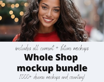 Whole Shop Mockup Bundle Entire Shop Bundle Mockups POD Mockups Lifetime Access Bella Canvas 3001 Bundle Black Model Mockup Diverse Mockups
