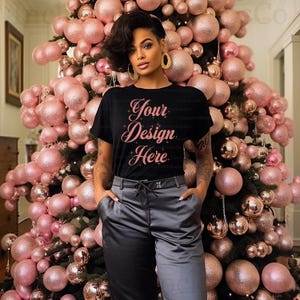 3001 mockup,3001 black bella canvas 3001 bella canvas mockup bella canvas model black woman model christmas mock christmas mockup female shirt mocks model mockup print on demand mock shirt mockup tshirt mockup pink christmas tree mockup shirt