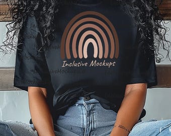 Black Comfort Colors 1717 Mockup Black Model Mockup Black Comfort Colors Mockup Black T-Shirt Mockup 1717 Mockup Bundle Comfort Colors Boho