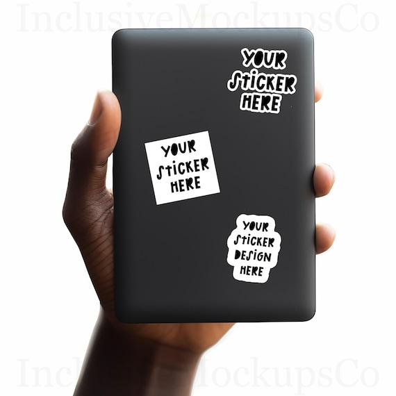 Kindle Sticker Mockup Black Hands Holding Sticker Mockup Bundle Black Model Mockup Decal Mockup Canva Sticker Mock Up PNG JPG Kindle Mockup