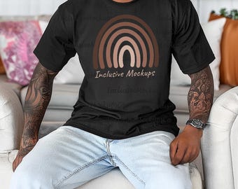 Comfort Colors 1717 Black Mockup Black Man Model Mockup Streetwear Mockup Black Comfort Colors C1717 Black Mockup Tshirt Mens Shirt Mockups