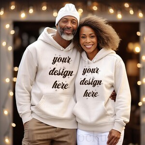 Black Couple Shirt Mockup Sand Gildan 18500 Hoodie Mockup Couple Sweatshirts Mock Up Matching Couple Shirt Bundle Sand Hoodie Mockup Gildan