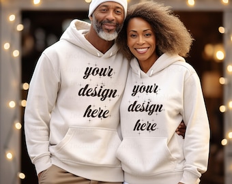 Black Couple Shirt Mockup Sand Gildan 18500 Hoodie Mockup Couple Sweatshirts Mock Up Matching Couple Shirt Bundle Sand Hoodie Mockup Gildan
