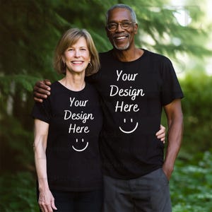 Interracial Couple Mockup Mixed Race Couple Black Bella Canvas 3001 Mockup Black Model Mock Bundle T-Shirt Mockup Old Grandparent Senior couples mock up mixed race couple black mockup tshirt black couples mockup senior couple mockup elderly couple