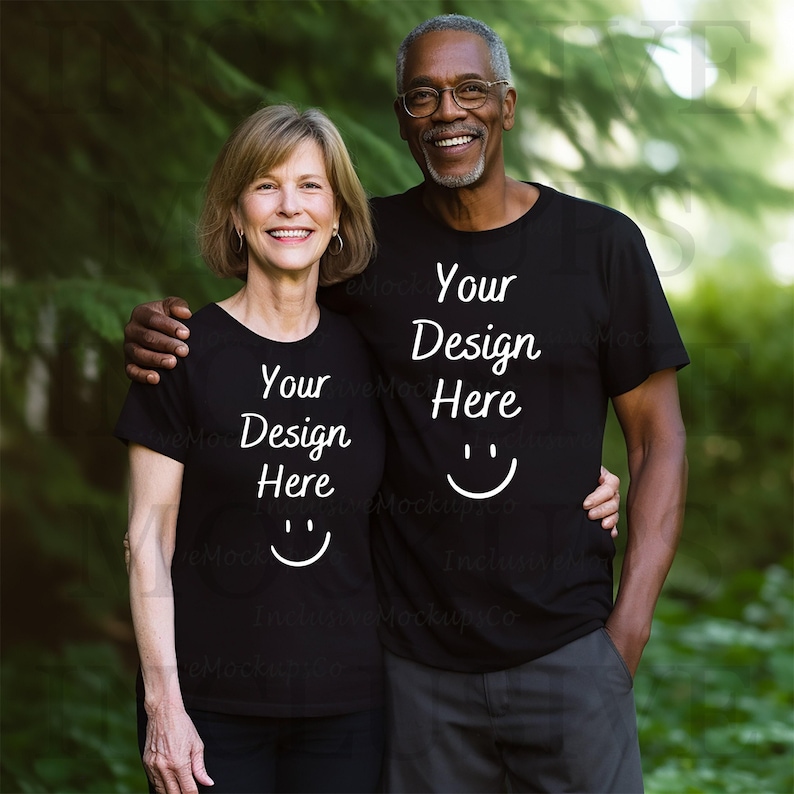 Interracial Couple Mockup Mixed Race Couple Black Bella Canvas 3001 Mockup Black Model Mock Bundle T-Shirt Mockup Old Grandparent Senior couples mock up mixed race couple black mockup tshirt black couples mockup senior couple mockup elderly couple