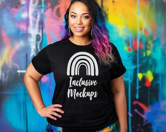 Black Model Mockup | Black Bella Canvas 3001 Mockup | Plus Size Mockup | Black Woman Mockup | African American | Aesthetic Mockup | Diverse