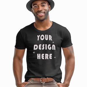 Black Model Mockup | Gildan 64000 Mockup | Black T-Shirt Mockup | African American Man Mockup | Diverse Mockups | Black Man Mockup