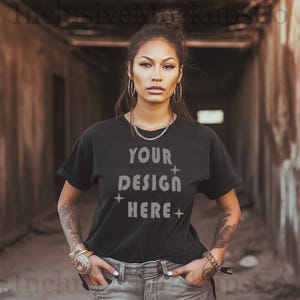 Black gildan 5000 Mockup Latina Model Mockup Black Tshirt Mock Up Aesthetic Mockup Diverse Mockups Mexican Woman Hispanic Model Mockup black bella tshirt bella canvas mockup mexican woman mockup mexican lady latina photo mockup diversity mockup