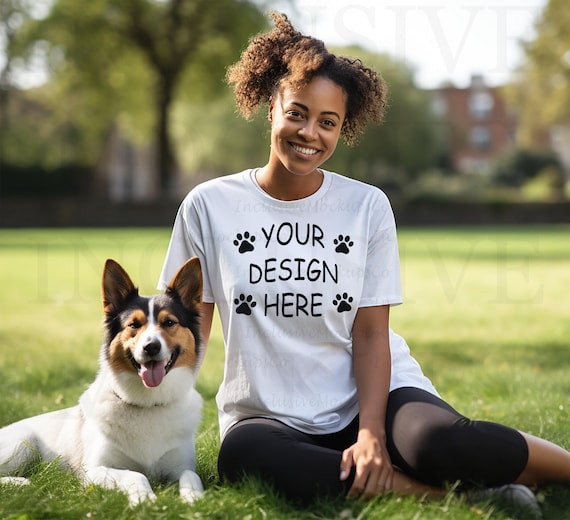 Black Model Mockup, Dog Mom Shirt Mockup, White Bella Canvas 3001 Mockup, Dog Tshirt Mock Up, Dog Lover Shirt Mockup, Black Woman Mock Up