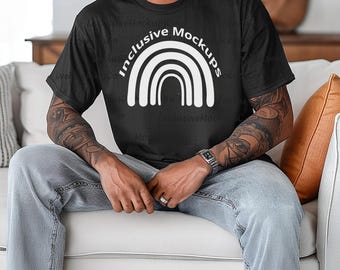 Black Comfort Colors 1717 Mockup Black Model Mockup Man Black Comfort Colors Mockup Black Male Mockup Tshirt Mens Mockups Mens Shirts Mockup