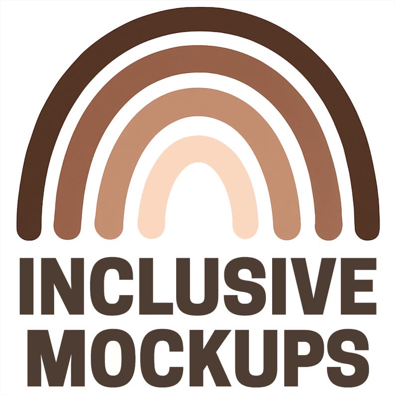 a rainbow-colored design with the text "INCLUSIVE MOCKUPS" below it.