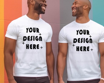 Gay Pride Mockup | White Shirt Bella Canvas 3001 Mockup | Pride Month Mockup | LGBTQIA+ Mockup | Black Model Mockup | Black Man Mockup