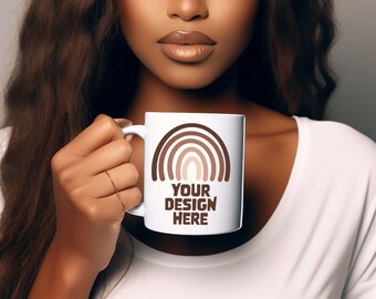White Mug Mockups White Coffee Mug Mockup Bundle Coffee Cup Mock Up Styled Stock Black Model Mockup Canva Mockup Black Girl Mug Mockup