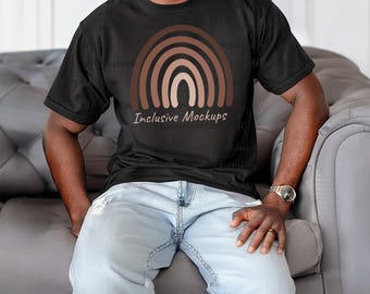 Comfort Colors 1717 Black Mockup Black Man Mockup C1717 Mockup Black C1717 Black Comfort Color Mockup Mens Shirt Mockups Black Model Male