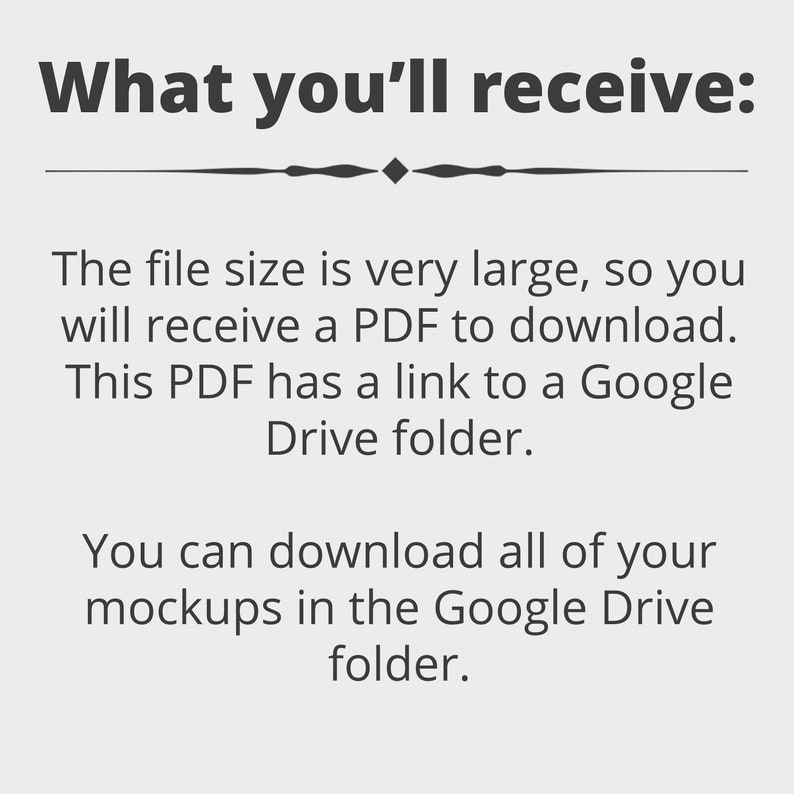 以下が含まれることがあります： ファイルサイズが大きいため、すべてのモックアップを含むGoogleドライブフォルダーへのリンクを含むPDFが提供されます。