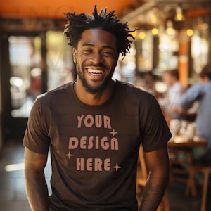 Black Model Mockup Brown Gildan 64000 Shirt Mock Up Black Male Model Mockup African American Mockup Bundle Diverse Mockup Black Man Model