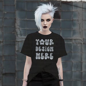 Goth Clothing Mockup, Black Bella Canvas 3001 Mockup Gothic, Alternative Goth Woman T-Shirt Mockup, Goth T-Shirt Mock Up, Grunge Rocker