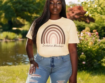 Comfort Colors 1717 Ivory Mockup Plus Size Mockup Black Girl Mockup Woman Ivory Comfort Colors Mockup C1717 Comfort Colors Ivory Mockup Tee
