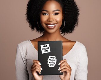 Kindle Sticker Mockup Black Hands Holding Sticker Mockup Bundle Black Model Mockup Black Woman Mockup Sticker Mock Up PNG JPG Kindle Mockup