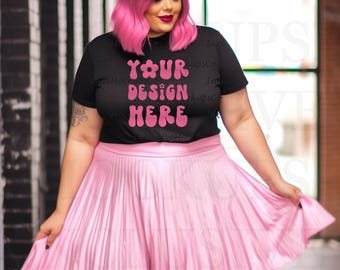 Plus Size Mockup, Black T-shirt Mockup, Diverse Mockup, Inclusive Mockups, Birthday Mockup, Plus Size Model, Aesthetic Mockup, Full Figured