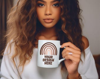 Mug Mockups White Coffee Mug Mockup Bundle Coffee Cup Mock Up Styled Stock Black Model Mockup Canva Mockup Black Girl Mug Mockup Digital PNG