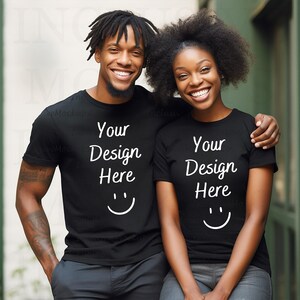 Black Couple Mockup Black Bella Canvas 3001 Mockup Black Model Mockup African American Mockups Black People Mockups Couples Black T-Shirt black white mockup black bella canvas mockup bella canvas 3001 mockup black mock up african american psd bundle