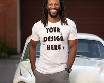 White Bella Canvas 3001 Mockup White Tshirt Mockup Bella Canvas Mockup Bundle Mock Up Black Model Mockup Bundle Black Man African American