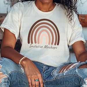 Ivory Comfort Colors Mockup Ivory Comfort Colors 1717 Ivory C1717 Comfort Color Mockup Ivory Black Girl Mockup Black Model Mockup Natural