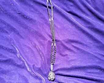 purple wood beads hemp Tree of Life Macrame Wall Hanging with lepidolite healing crystal 32cm x 75cm natural cotton purple feathers.