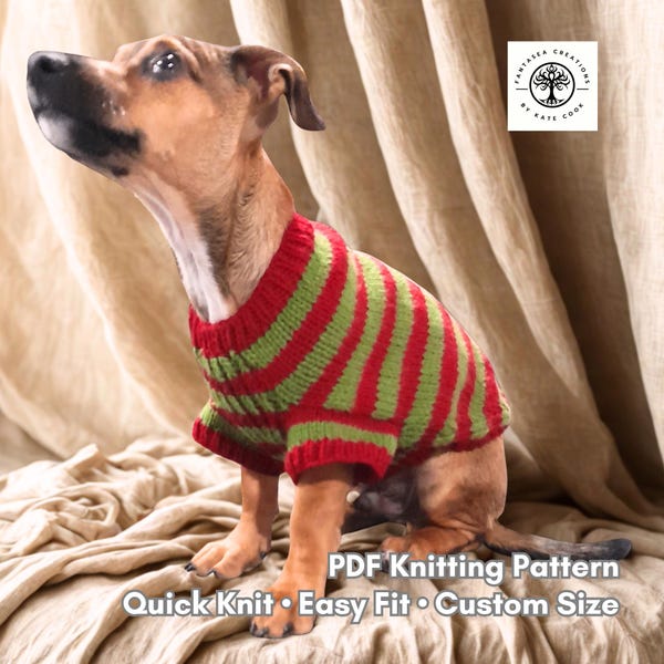 Quick Knit Easy Fit Dog Jumper Pattern | Custom-Fit Knitting Pattern for Dogs | Tailored Pet Sweater | Beginner PDF Tutorial | Fantasea