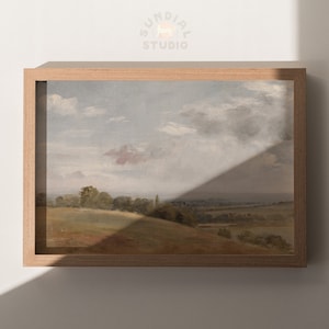 French Country Oil Painting, Mantel Decor Farmhouse Art Print, Muted European Landscape Wall Art PRINTABLE Digital Download