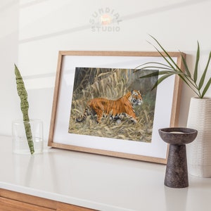 Tiger Oil Painting, Wild Cat Art Print, Jungle Animal Artwork, Living Room Tropical Wall Decor, PRINTABLE Digital Safari Poster