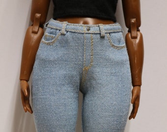 Denim Jeans Straight Leg Pants for 11.5 Inch Dolls: Size Curvy MTM Dolls