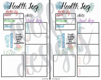 Two Page Printable Health Log
