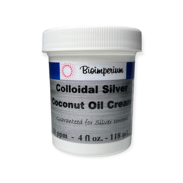 220 ppm de crema de aceite de coco de plata coloidal 4 oz onzas de tamaño nano