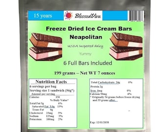 Freeze Dried Neapolitan Ice Cream Sandwiches - 6 Full Sandwiches