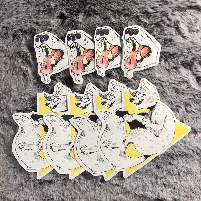 Vinyl White Furry Stickers Etsy