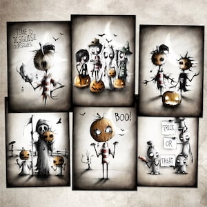 The Crap Chronicles - "HALLOWEEN EDITION", jeu de 6 cartes avec des illustrations uniques et idiosyncratiques. Décoration parfaite. Taille A6