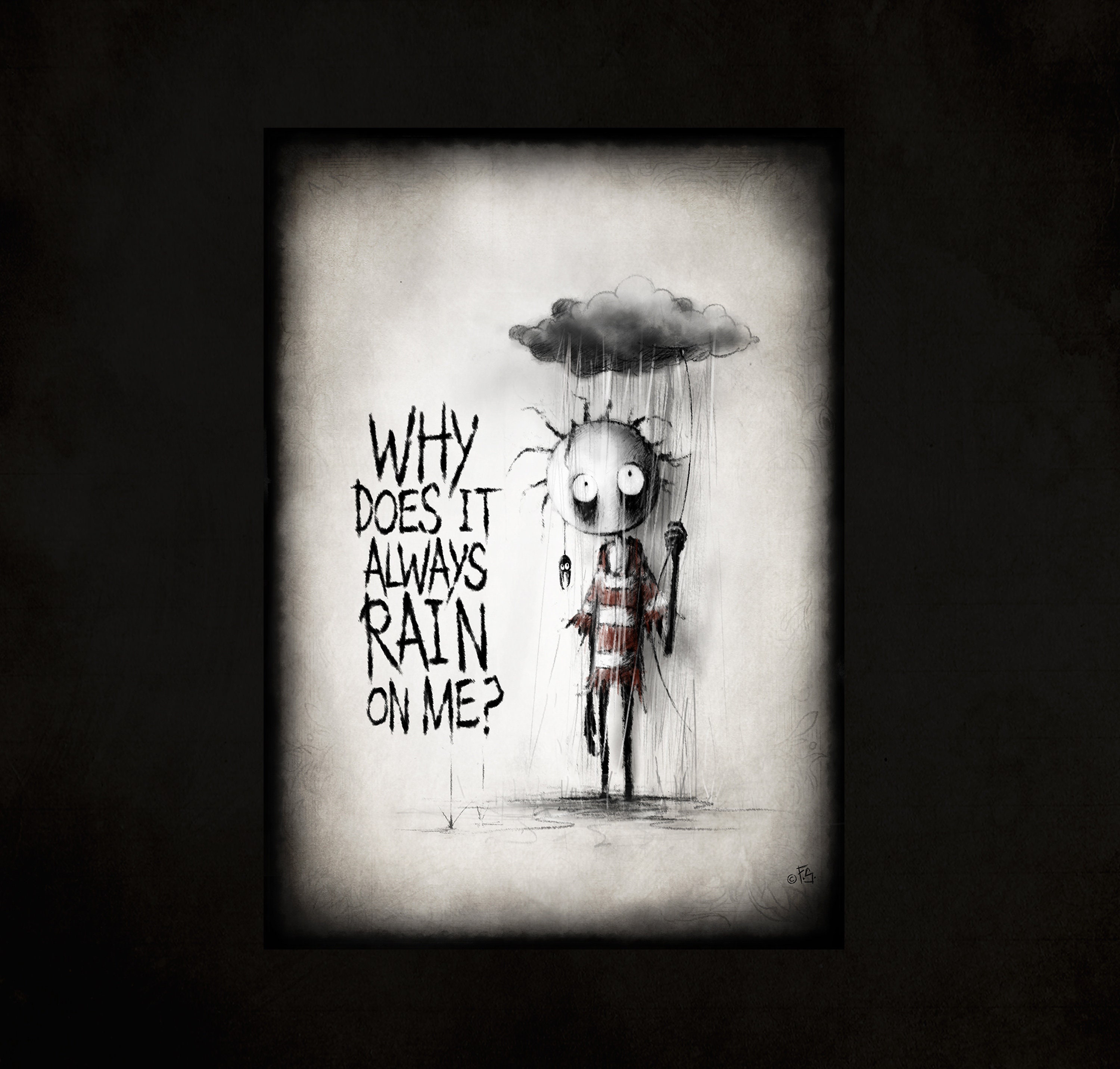 Zeichnung why does it alway rain on me wishful Etsy