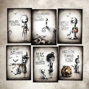 Lot de 6 cartes postales/cartes "HALLOWEEN EDITION 2" avec des illustrations uniques et idiosyncratiques. Décoration parfaite et super cadeau!